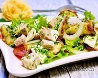 Салат с жареными кабачками, бужениной, сыром моцарелла - рецепт приготовления с фото
